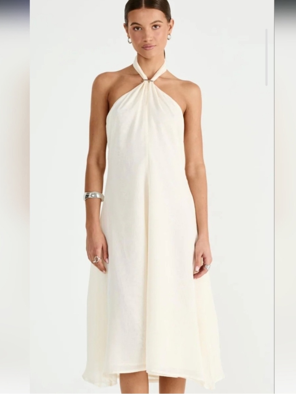 Charcoal Merrit Midi Halter Dress in Buttercream